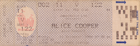 Alice Cooper 12-11-99 Wembley Arena London, UK