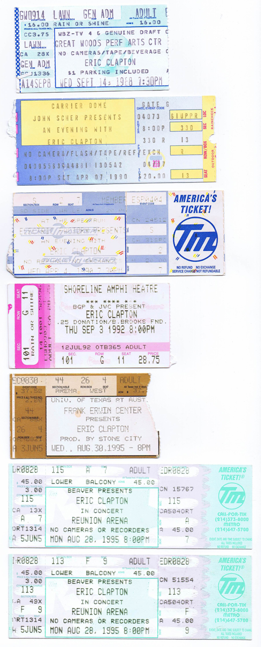 Eric Clapton Miscellaneous Pink Floyd Ticket Stubs