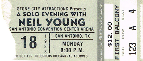 Neil Young 11-18-83 Convention Center Arena - San Antonio, TX
