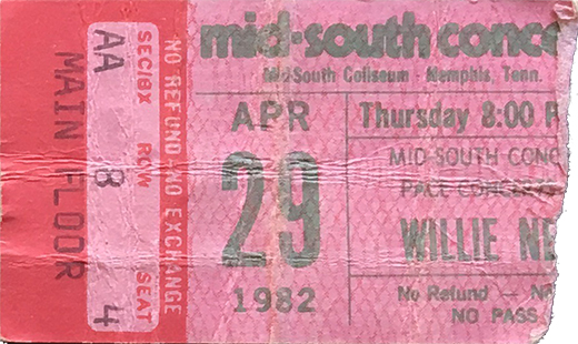 Willie Nelson - 04-29-82 MidSouth Coliseum - Memphis, TN Ticket Stub