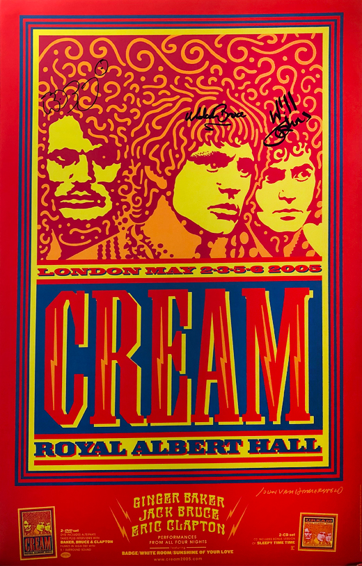 Cream - 2005 Royal Albert Hall Promo Poster Signed By Kofi Baker, Malcolm Bruce, Will Johns