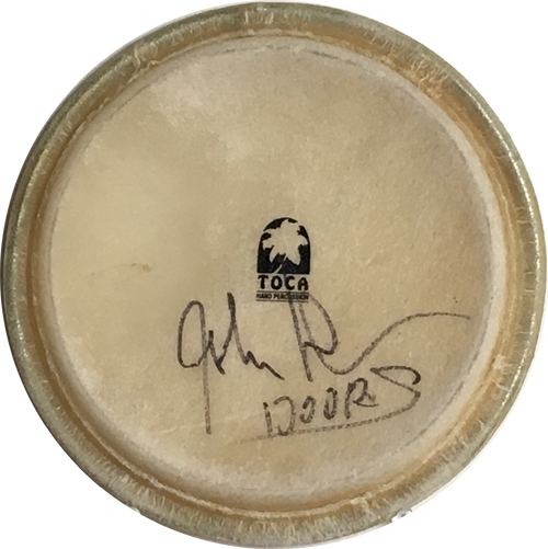 Toca Bongo Drum Head signed by John Densmore of The Doors