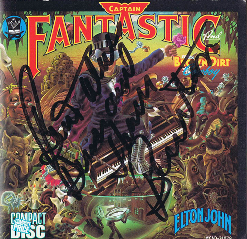 Elton John Captain Fantastic CD Cover Signed by Bernie Taupin Autograph