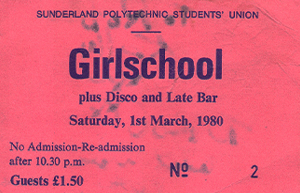 Girlschool - Complete Band Ticket Stub