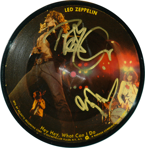 Led Zeppelin - Autographed 45 Picture Disc Jimmy Page & Robert Plant