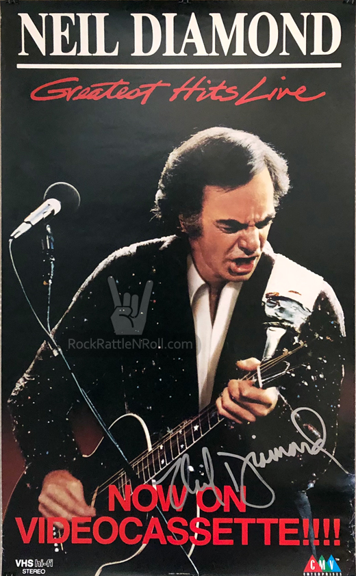 Neil Diamond - Autographed 1988 Greatest Hits Live Promo Poster