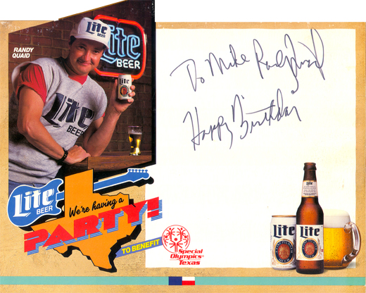 Randy Quaid - Signed Miller Beer Counter Display