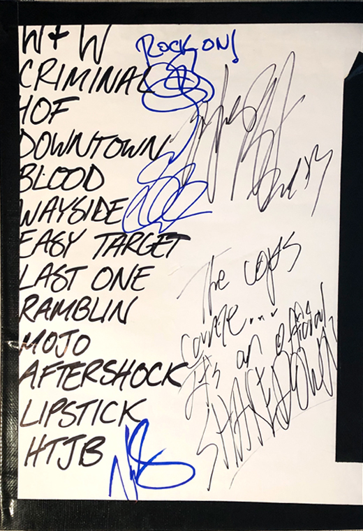 Tyler Bryant and the Shakedown - Autograph Concert Set List