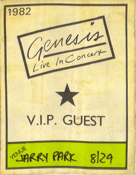 Genesis - 1982 Live In Concert Tour Backstage VIP Guest Pass