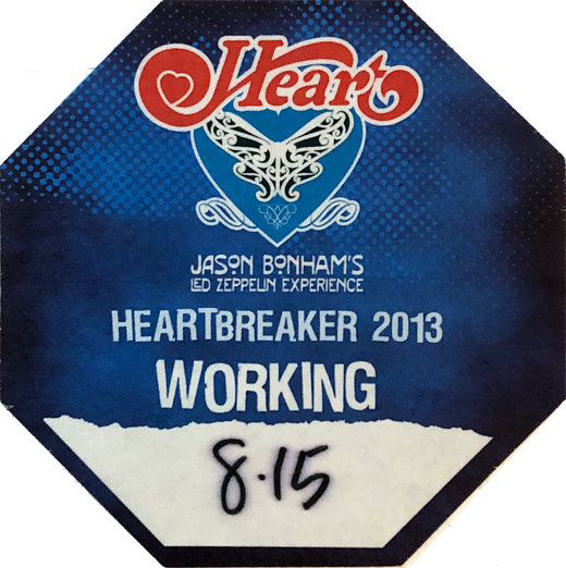 Heart - 2013 Heartbreaker Tour Backstage Working Pass
