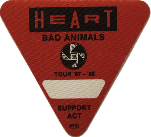 Heart - 1987 Bad Animals Support After Show Backstage Pass