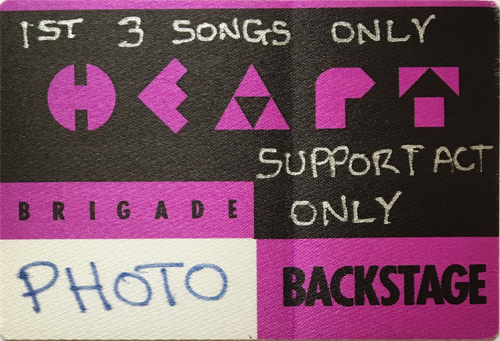 Heart - Brigade 1990 Tour Support Photo Backstage Pass