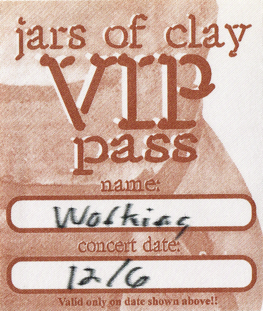 Jar Of Clay - Working Backstage Pass