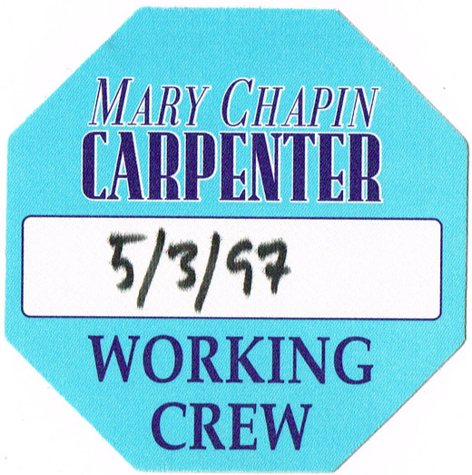 Mary Chapin Carpenter - 1997 Local Crew Backstage Pass