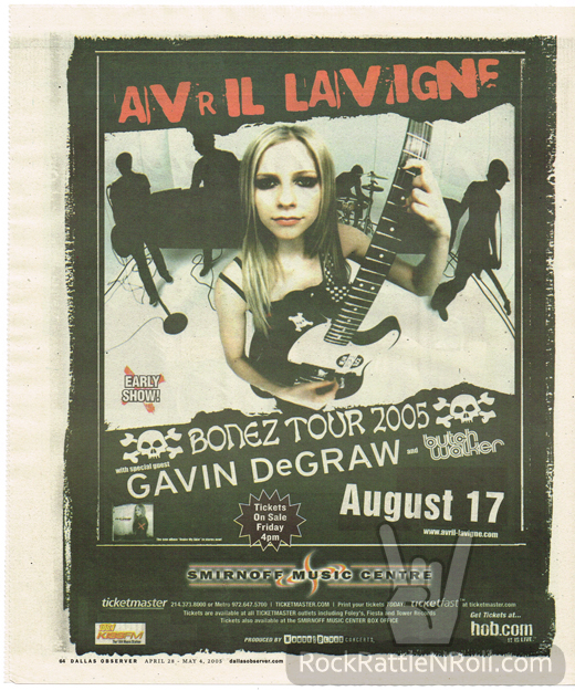 Avril Lavigne - May 2005 Tour Concert Ad