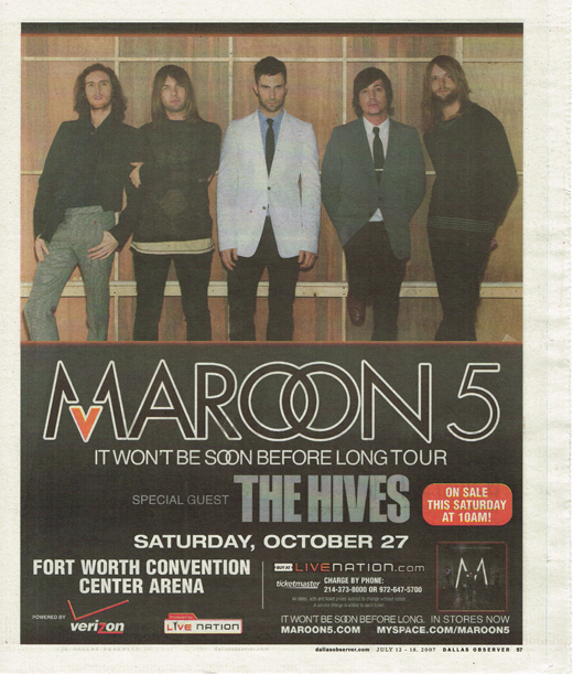 Maroon 5 - July 2007 Concert Ad
