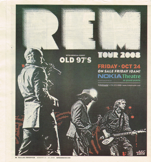 R.E.M. - August 2008 Concert Ad