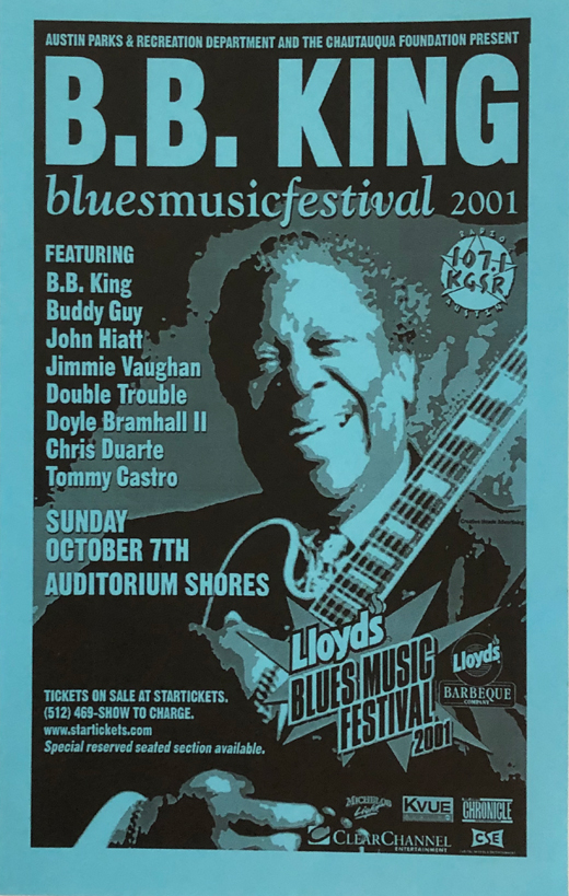B.B. King / Buddy Guy / Jimmie Vaughan - 2001 Blues Festival Austin, TX Handbill