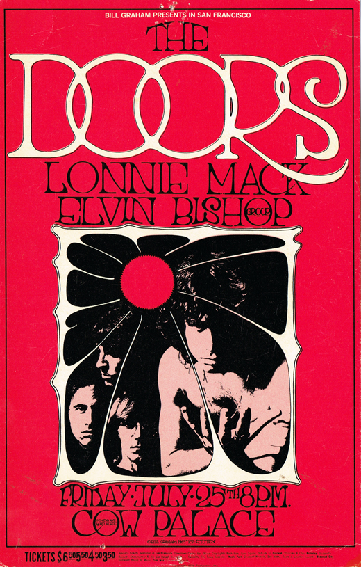 The Doors Lonnie Mack Elvin Bishop Cow Palace SF, CA Handbill
