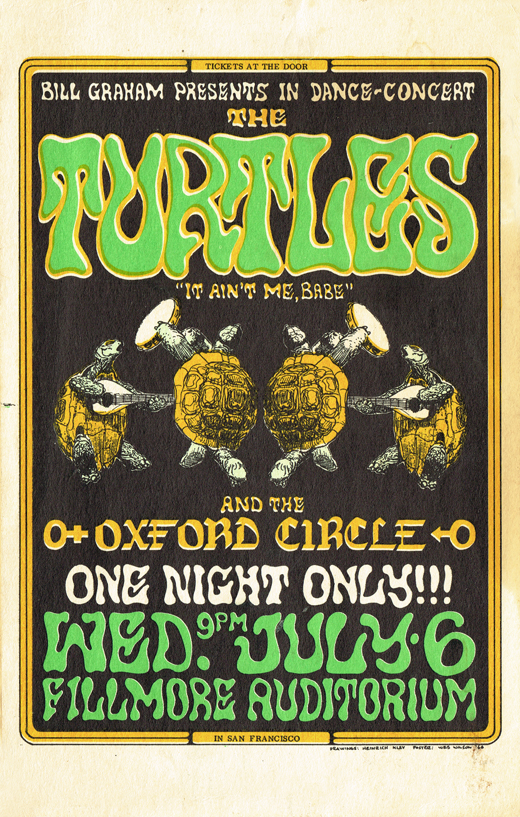 Turtles / Oxford Circles July 6, 1966 Fillmore Auditorium Concert Handbill