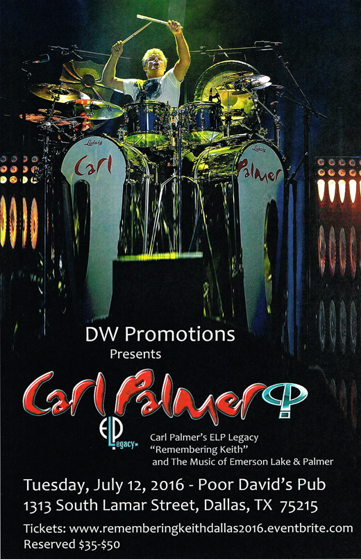 Carl Palmer - Poor David's Pub Dallas Texas 11x17 Concert Poster