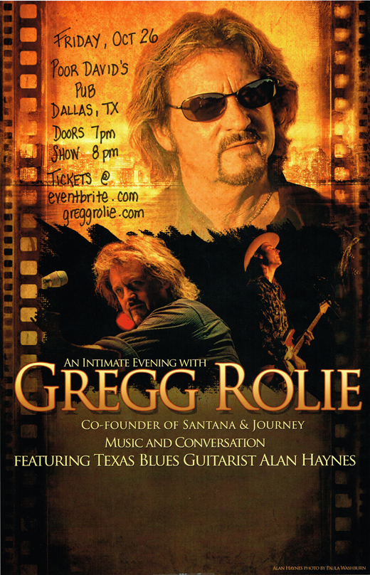 Gregg Rolie - 2015 Poor David's Pub Dallas Texas 11x17 Concert Poster