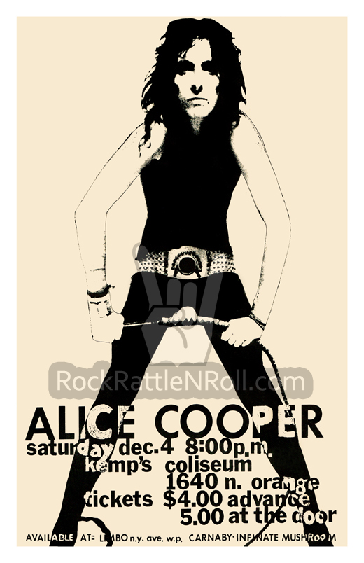 Alice Cooper - 1971 Kemp's Coliseum Repro Concert Poster