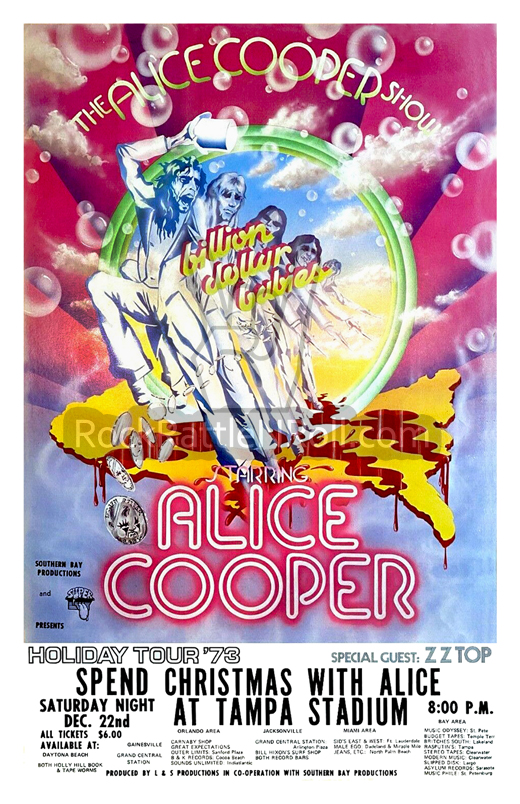Alice Cooper - 1973 Tampa Stadium Repro Concert Poster