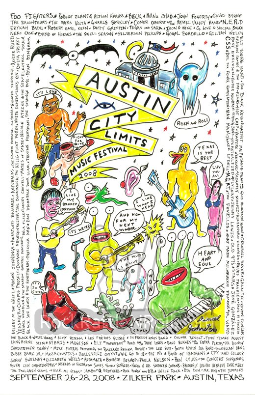 Austin City Limits - 2008 Festival 11x17 Repro Concert Poster