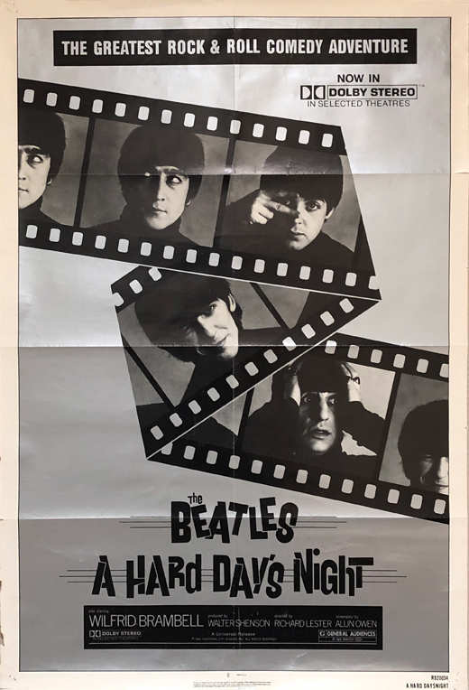 The Beatles - 1982 Re-Release A Hard Days Night Movie Promo Poster