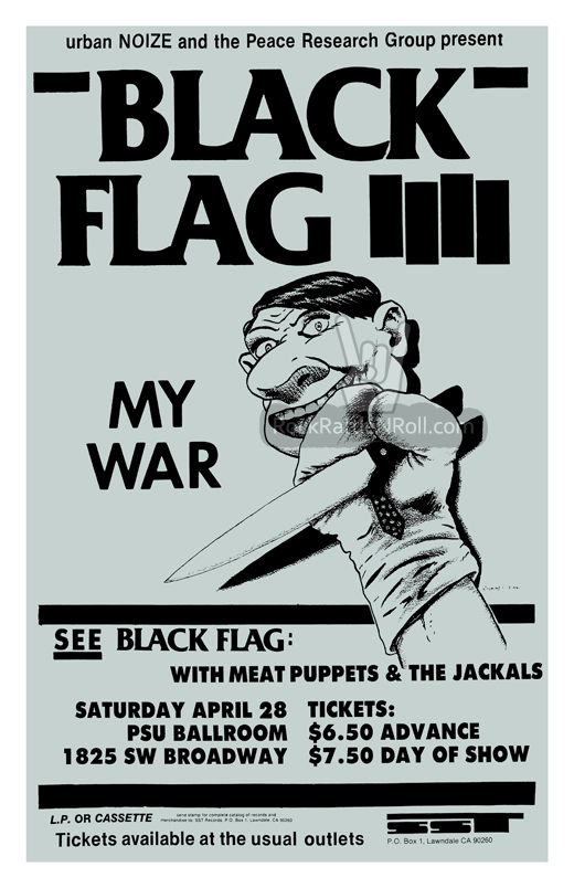 Black Flag / Meat Puppets - 1989 PSU Ballroom Portland, OR Concert Poster