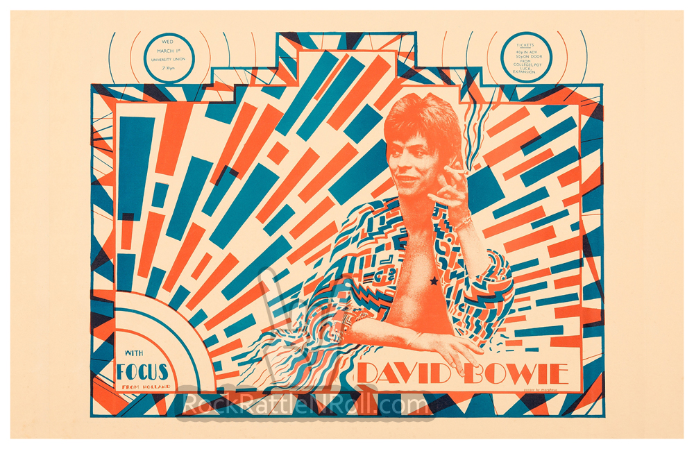 David Bowie March 1,1972 Bristol University Union England UK Ziggy Stardust Concert Poster