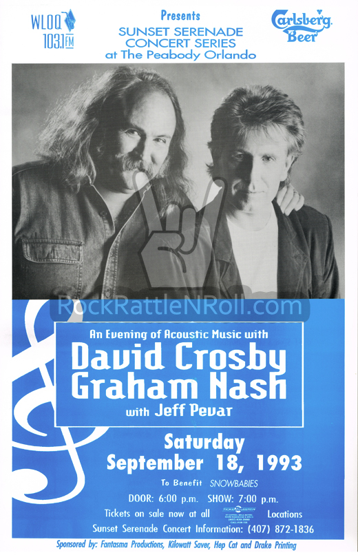 David Crosby Graham Nash - 1993 The Peabody Orlando, FL Concert Poster