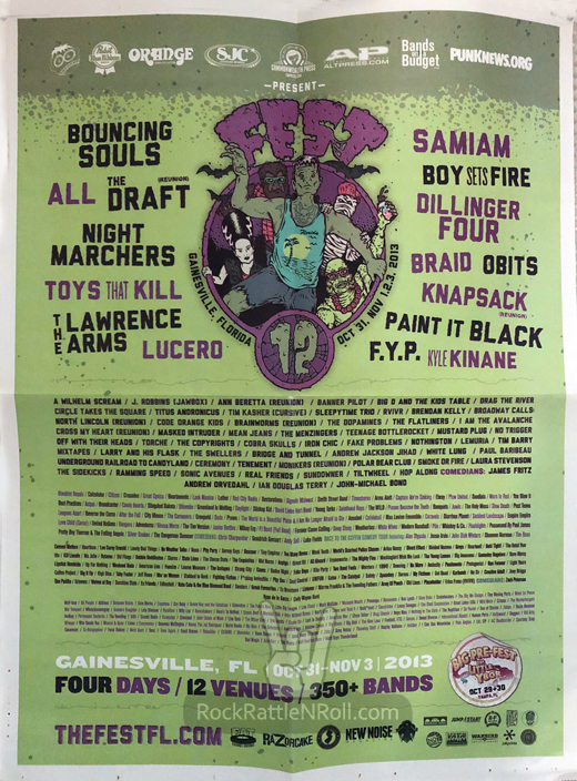 Original Fest 12 - October 31-November 3, 2013 Punk Festival Gainesville, FL Concert Poster