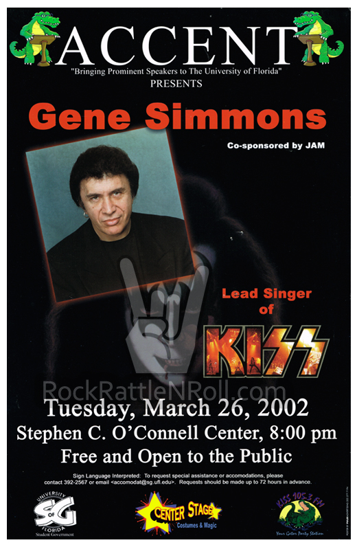 Gene Simmons - March 26, 2002 Stephen C. O'Donnell Center Speaker Poster