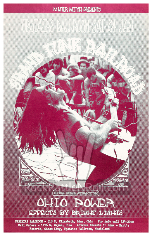 Grand Funk Railroad - January 24, 1970 Upstairs Ballroom Lima OH Concert Poster