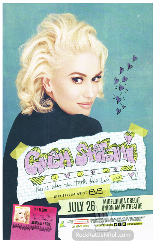 Gwen Stefani - 2016 MidFlorida Credit Union Amphitheater Concert Poster