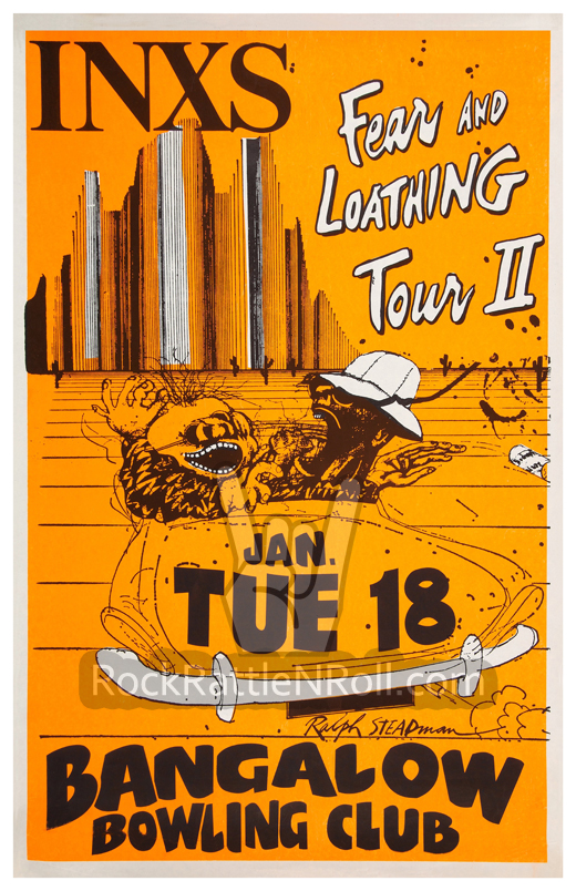 INXS Tuesday, January 18, 1983 Bangalow Bowling Club Fear And Loathing Tour II Australia Tour Concert Poster