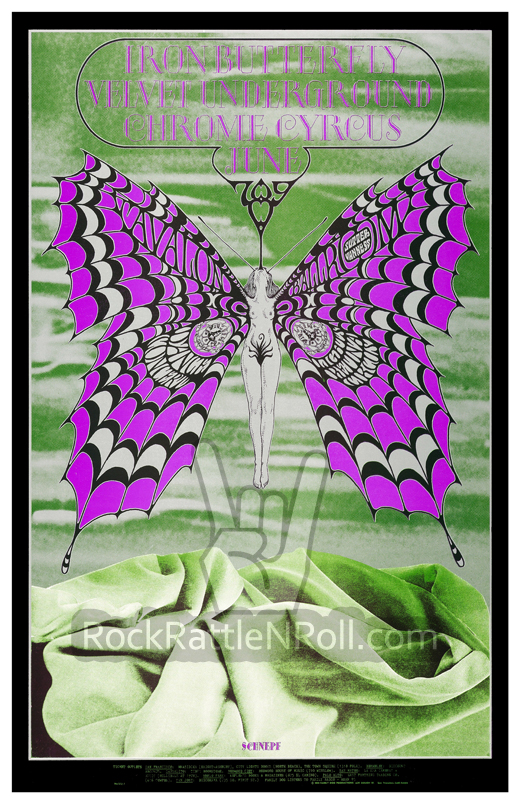 Iron Butterfly / Velvet Underground / Chrome Cyrcus - 1968 Family Dog SF CA Concert Poster