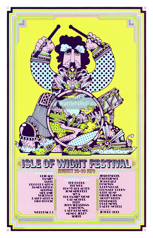 Isle Of Wight - 1970 Festival Afton Downs, UK Concert Poster