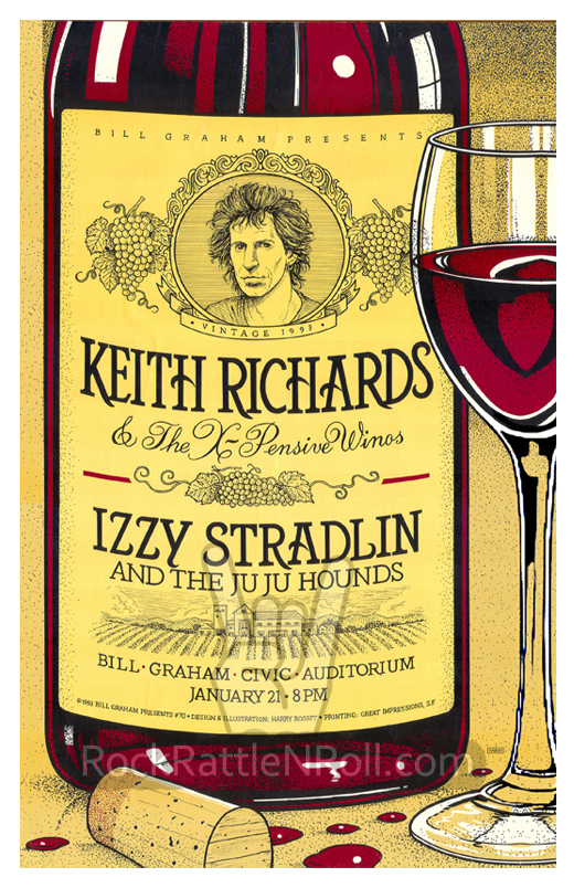 Keith Richards Expensive Winos - 1993 Bill Graham Civic Auditorium SF, CA Concert Posterr