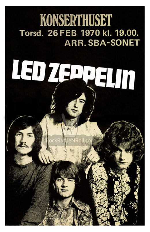 Led Zeppelin - Classic 1970 Stockholm, Sweden Concert Poster