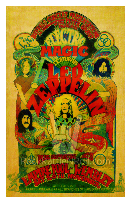 Led Zeppelin - Classic 1972 Empire Pool London, UK Concert Poster