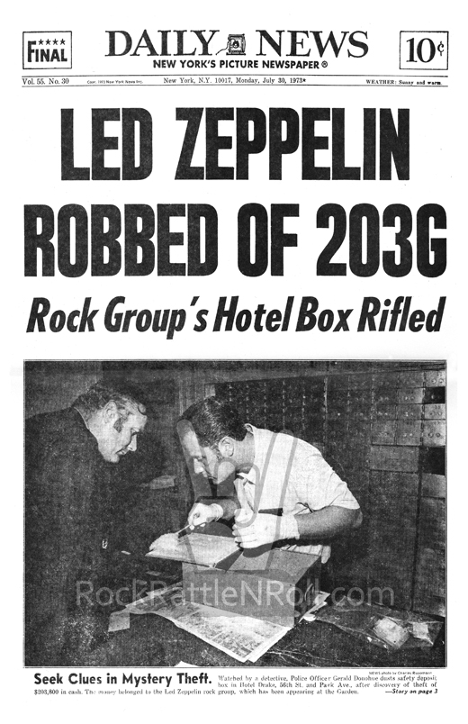 Led Zeppelin - New York Daily News Paper Poster