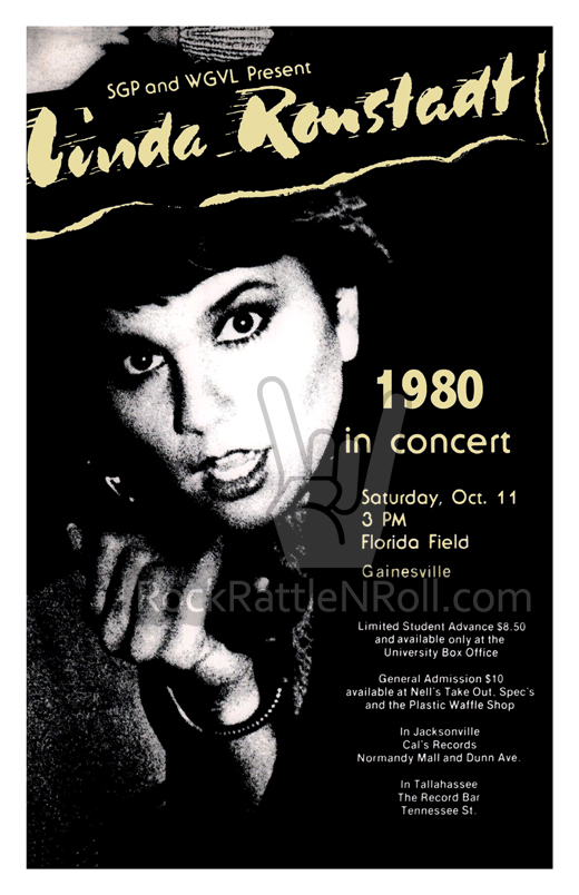 Linda Ronstadt - October 11, 1980 Florida Field Concert Poster