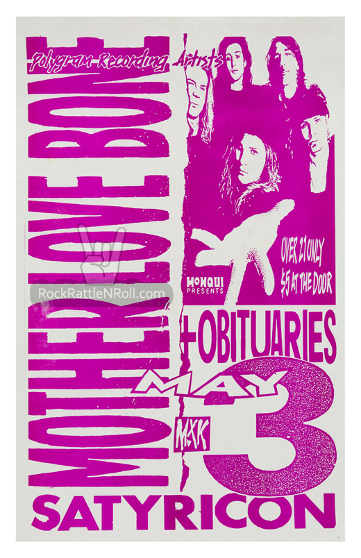 Mother Love Bone - May 3, 1989 Satyricon Portland, OR Concert Poster