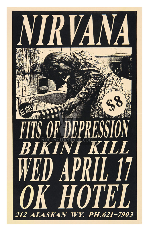 Nirvana April 17,  1991 OK Hotel NYC Concert Poster
