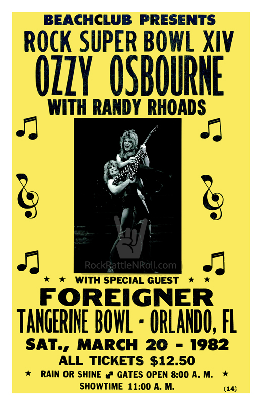 Ozzy Osbourne - 1982 Rock Superbowl XIV Orlando, FL Concert Poster