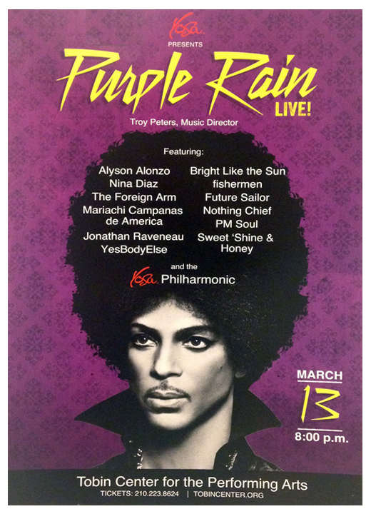 Prince Purple Rain Live March 13, 2017 local Fort Lauderdale Performaing Artists Repro Concert Poster