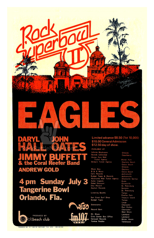 Rock Superbowl II - July 3, 1977 Rock Superbowl Orlando, FL Concert Poster